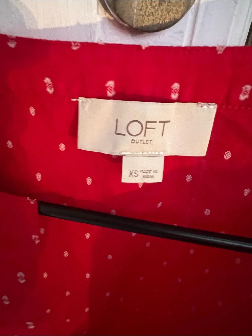 LOFT Outlet Polka Dot Red V-Neck Puff Sleeve Blouse
